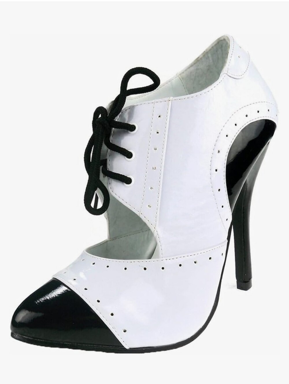 Ellie 511 Gangster Two-Tone Black White High Heel Oxford Pumps Heels, Sz 5
